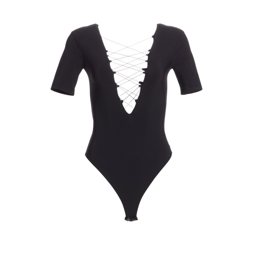 T by Alexander Wang Black Lace-Up Bodysuit
